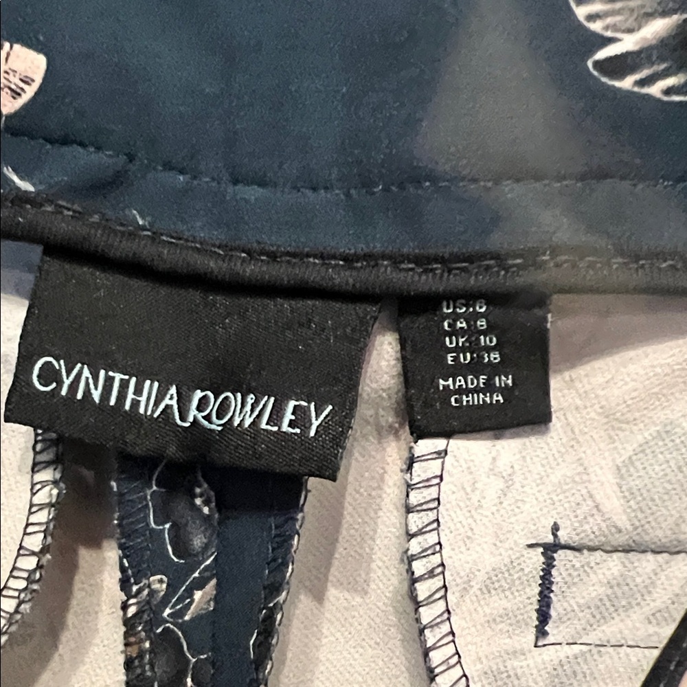 Cynthia Rowley Navy and White Floral Pants - Picture 2 of 4